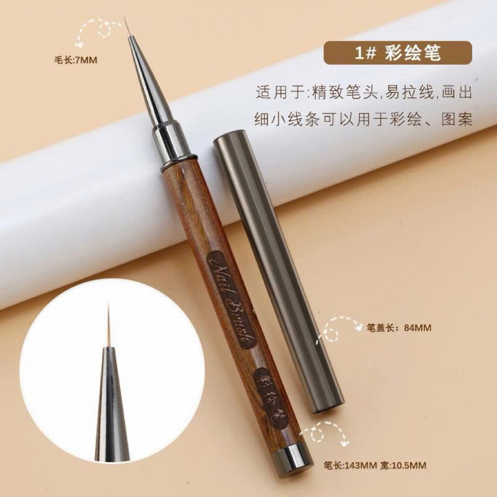 Cọ nét cán gỗ brush - Phụ kiện Nail