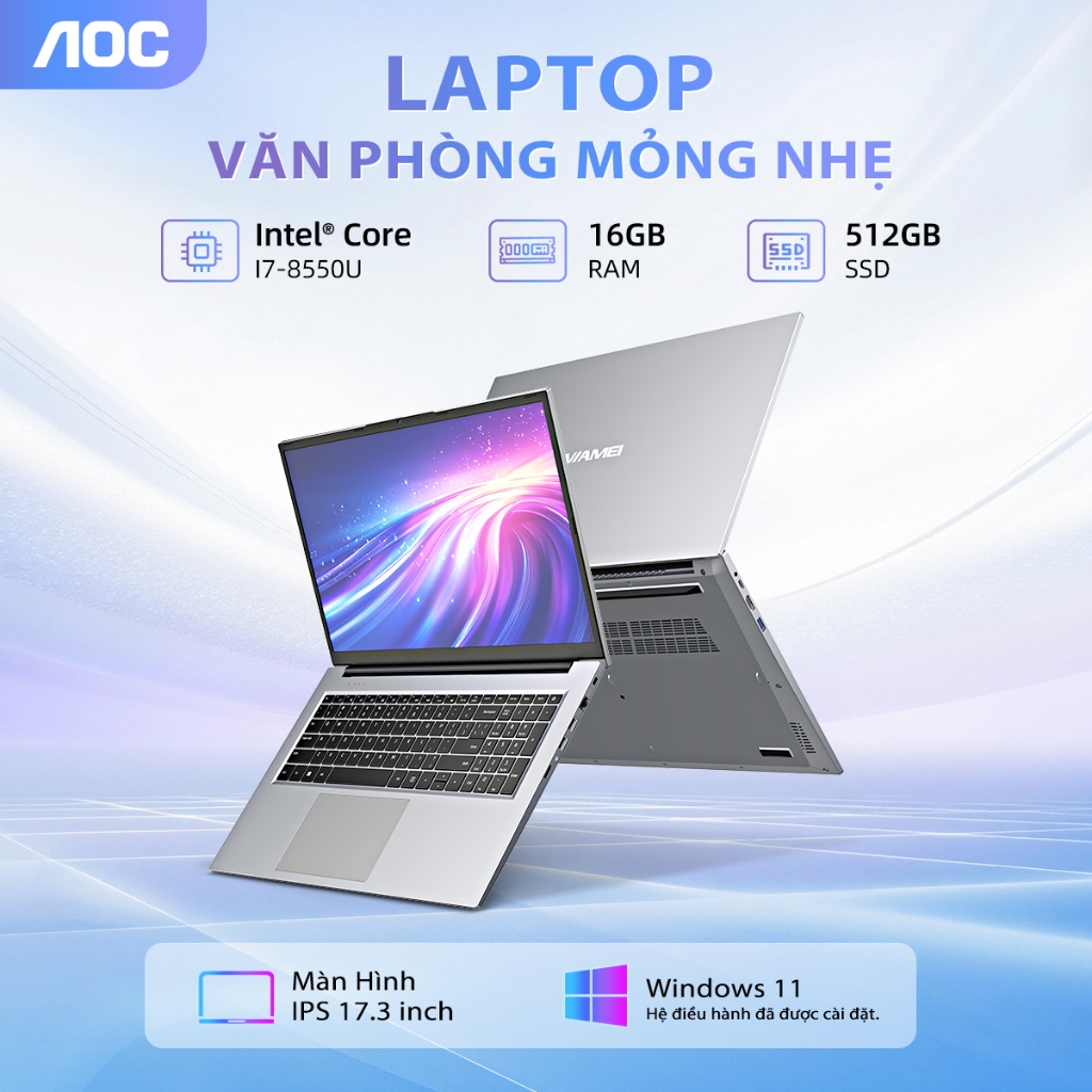 Laptop gaming Intel Core i7-8550U - RAM 16GB DDR4 - SSD 512GB màn hình 17.3 inch - GTX1060 6GB - AOC bảo hành 2 năm | BigBuy360 - bigbuy360.vn