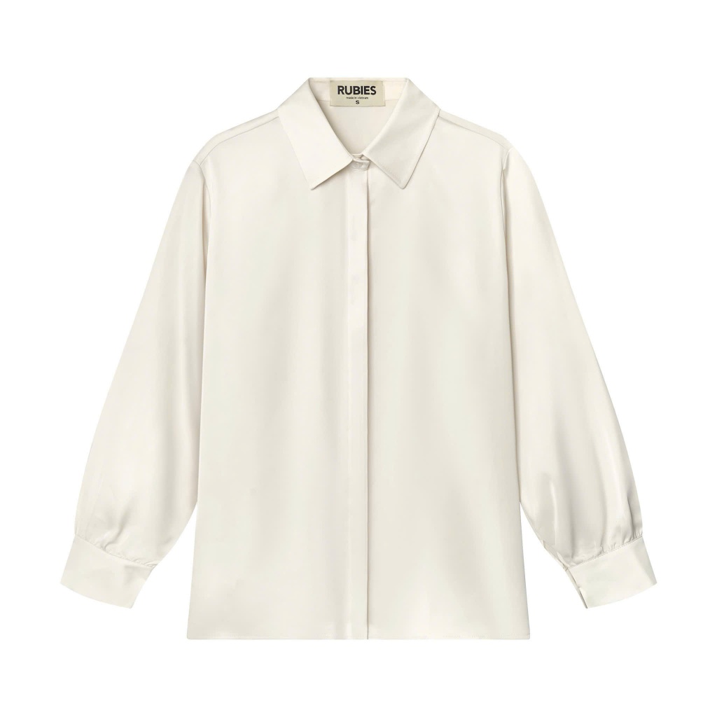 RUBIES Yaccin Shirt - Áo Sơ Mi Nữ Vải Lụa Tay Dài Cổ Đức | BigBuy360 - bigbuy360.vn