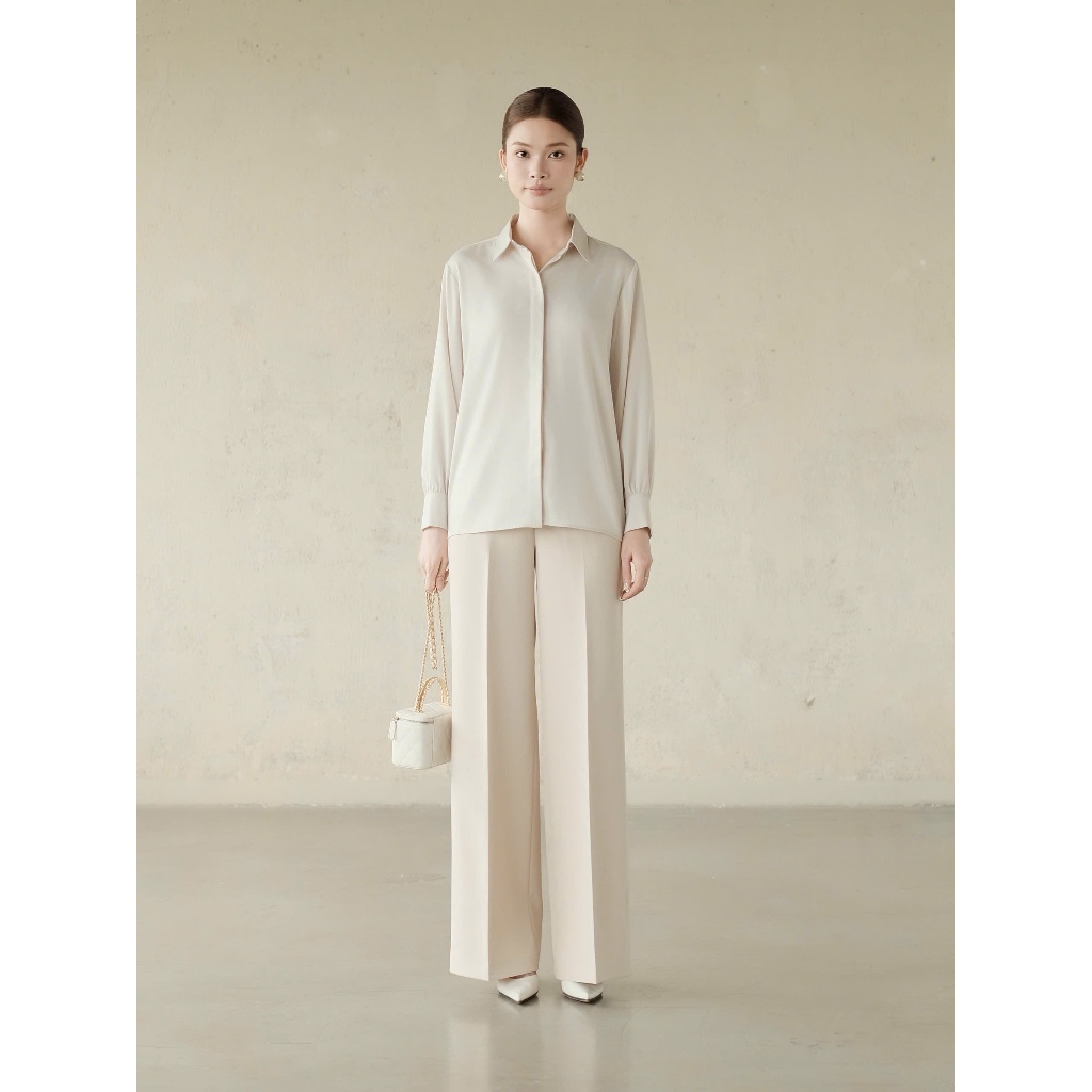 RUBIES Yaccin Shirt - Áo Sơ Mi Nữ Vải Lụa Tay Dài Cổ Đức | BigBuy360 - bigbuy360.vn