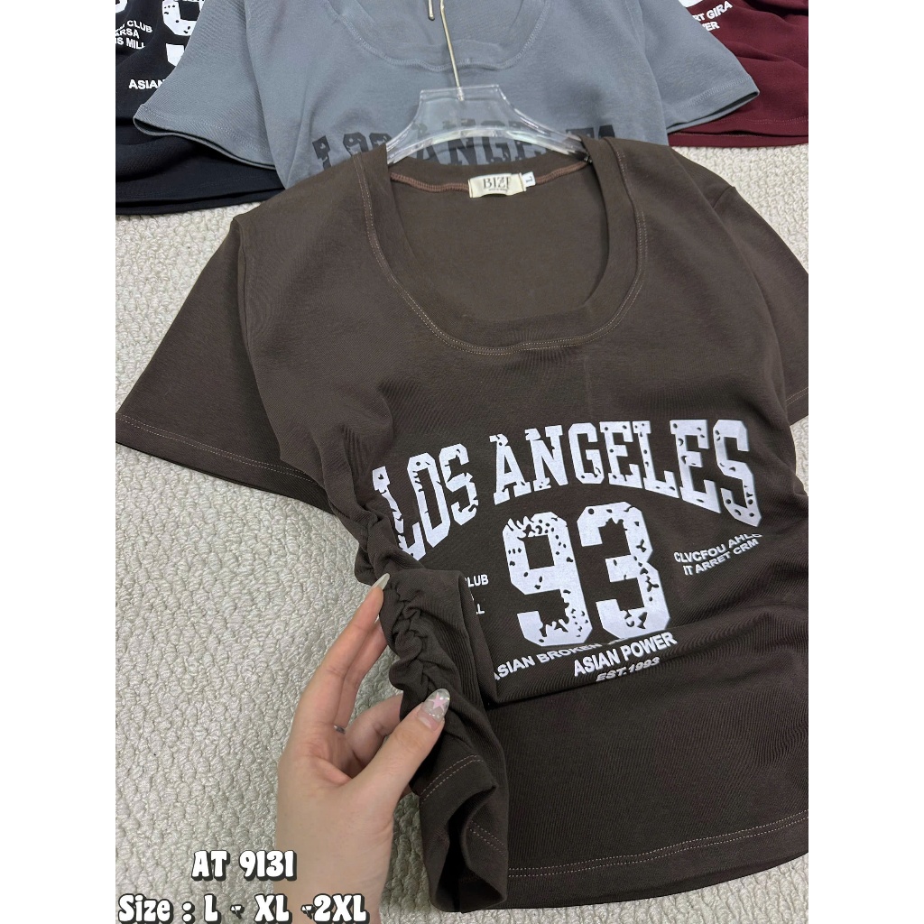 Áo thun nữ cổ U BIGSIZE in chữ nhún eo  55-90kg, Áo thun kiểu croptop dễ phối đồ AT9131 | BigBuy360 - bigbuy360.vn