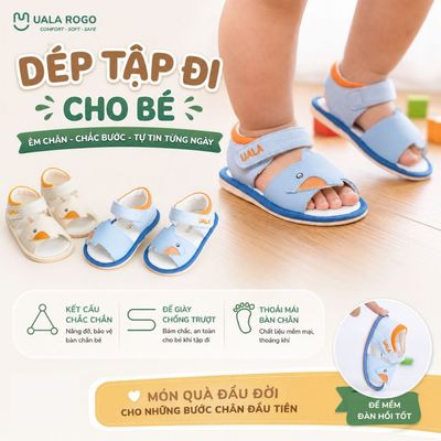 Dép tập đi cho bé Ualarogo sandal đế cao su chống trượt an toàn xăng đan quai dán điều chỉnh UR 835
