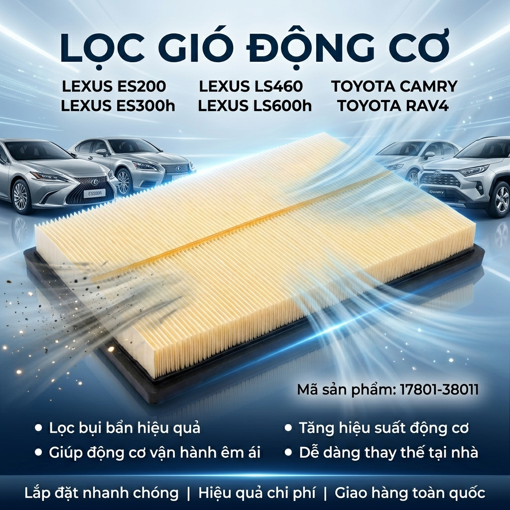 Lọc Gió Động Cơ Toyota Camry RAV4 Lexus ES200 ES300H LS460 LS600H (17801-38011)