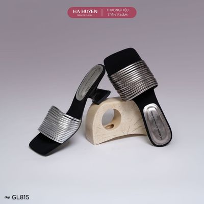 Dép cao gót 6cm nữ HÀ HUYỀN, guốc lê quai vòm gót cong 6 phân - GL815