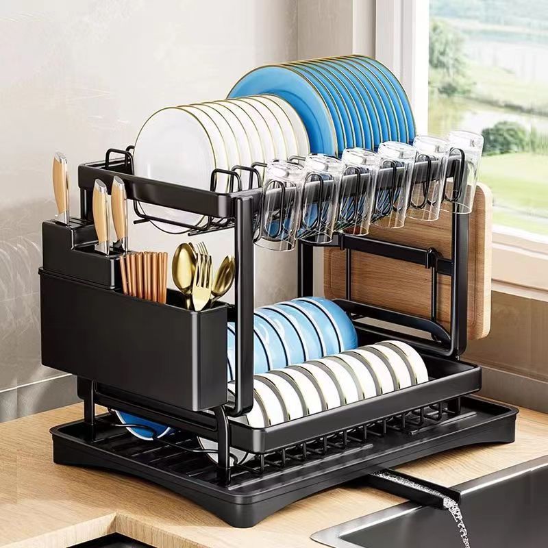 Kệ úp bát ,Kệ Để Chén Bát Đĩa Đa Năng Chất Liệu Thép Carbon Sơn giá để bát đĩa 2 tầng Kệ giá úp bát 