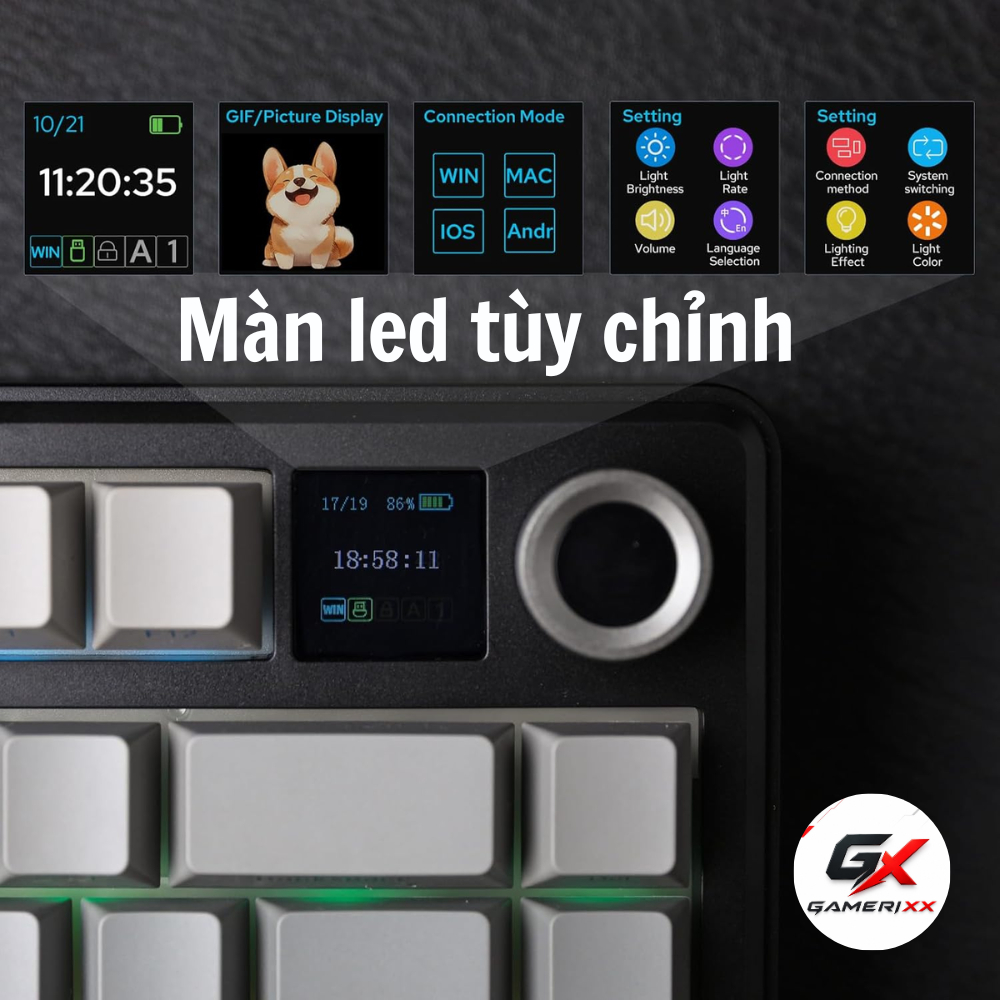 Bàn phím cơ không dây F75 l F75 MAX có 3 Mode két nối - Phù hợp chơi game,làm việc văn phòng- Có Màn Led LCD và núm xoay | BigBuy360 - bigbuy360.vn