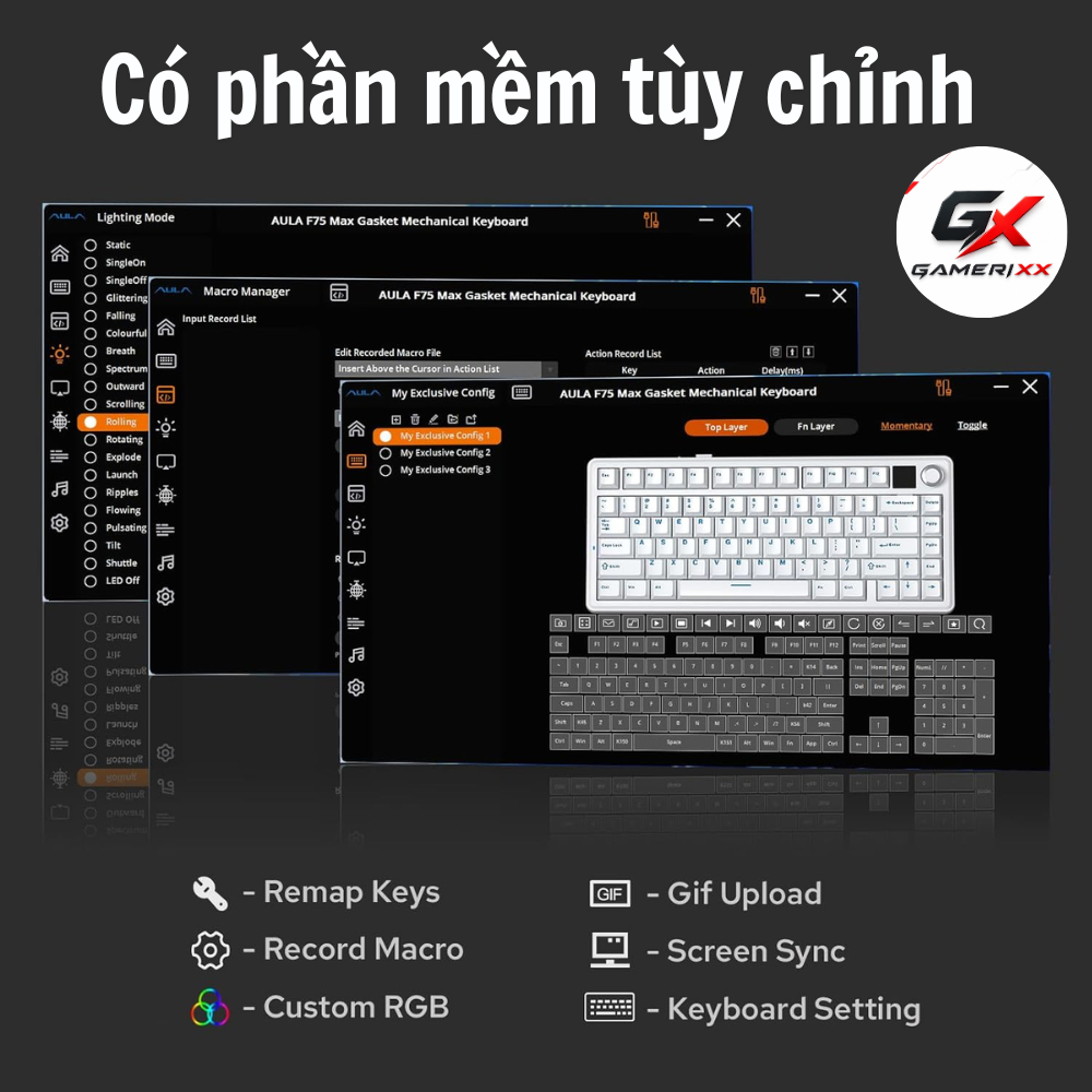 Bàn phím cơ không dây F75 l F75 MAX có 3 Mode két nối - Phù hợp chơi game,làm việc văn phòng- Có Màn Led LCD và núm xoay | BigBuy360 - bigbuy360.vn