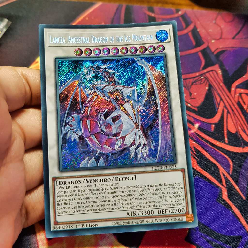 Thẻ bài Yugioh chính hãng | Lancea, Ancestral Dragon of the Ice Mountain | BLTR Secret Rare.