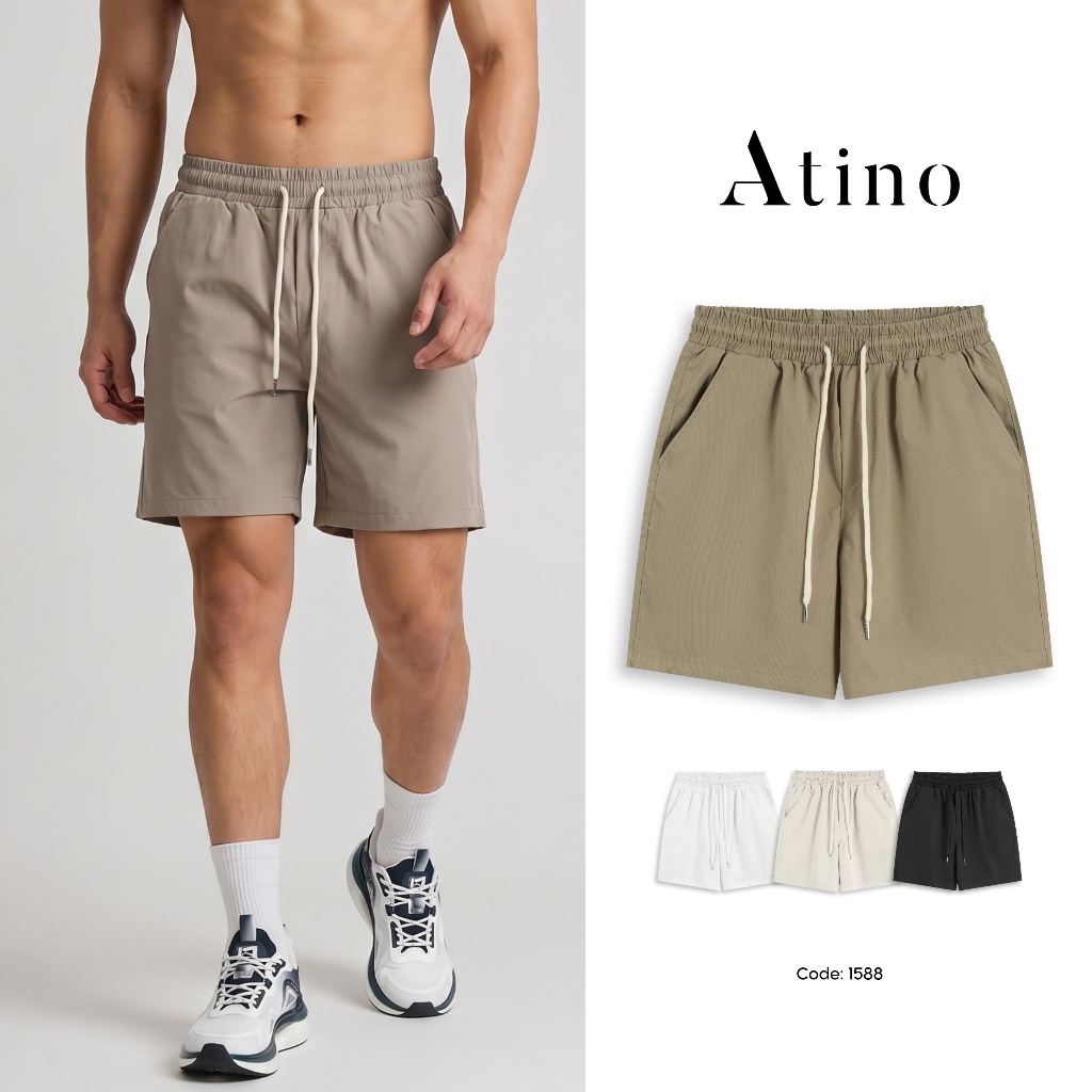 Quần Short Nam ATINO 100% Polyester Mềm Mát Thoáng Khí Khô Nhanh Kiểu Dáng Thể Thao L.5.1588