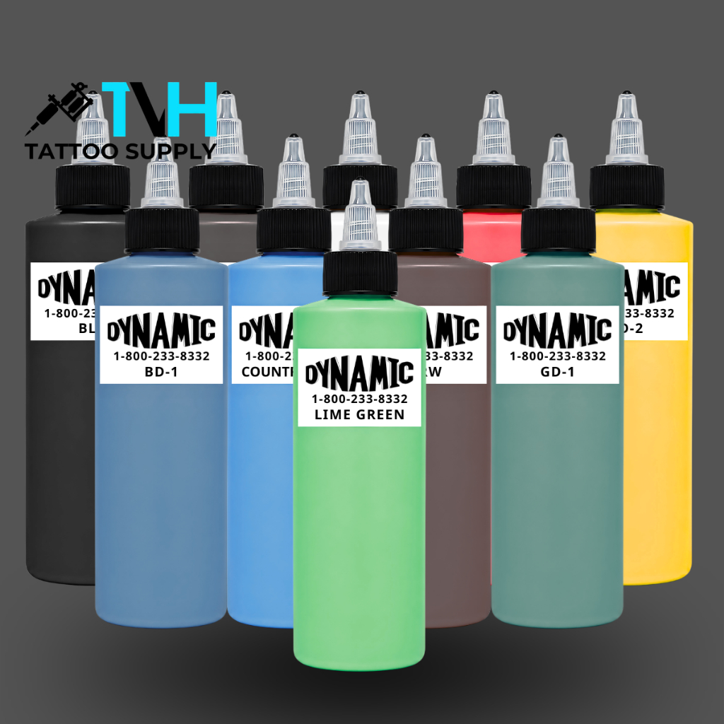 Mực Tập Xăm Tattoo DYNAMIC - Mực Tập Xăm Hình Nghệ Thuật Tattoo - Mực Xăm Tattoo Lọ 8OZ - 240ML | TV