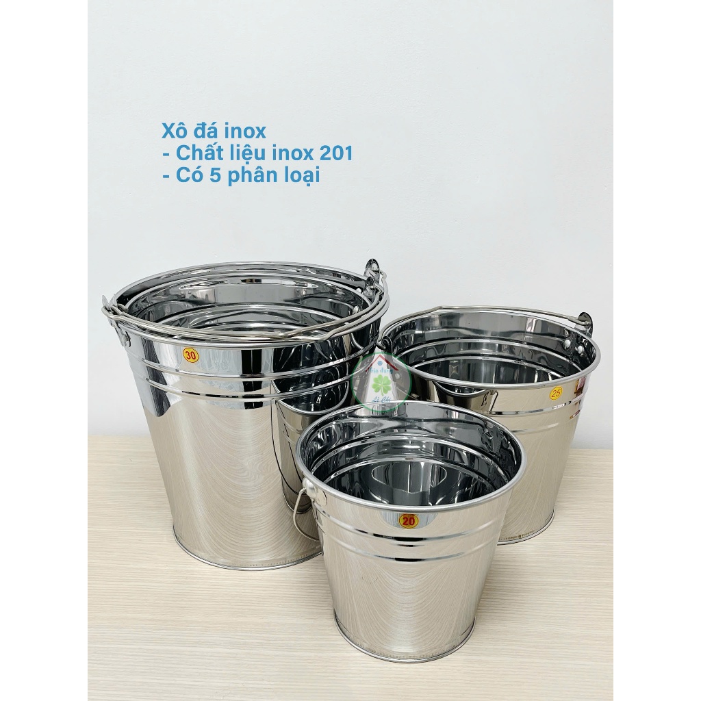 Xô đá inox 201 nhiều loại kích thước