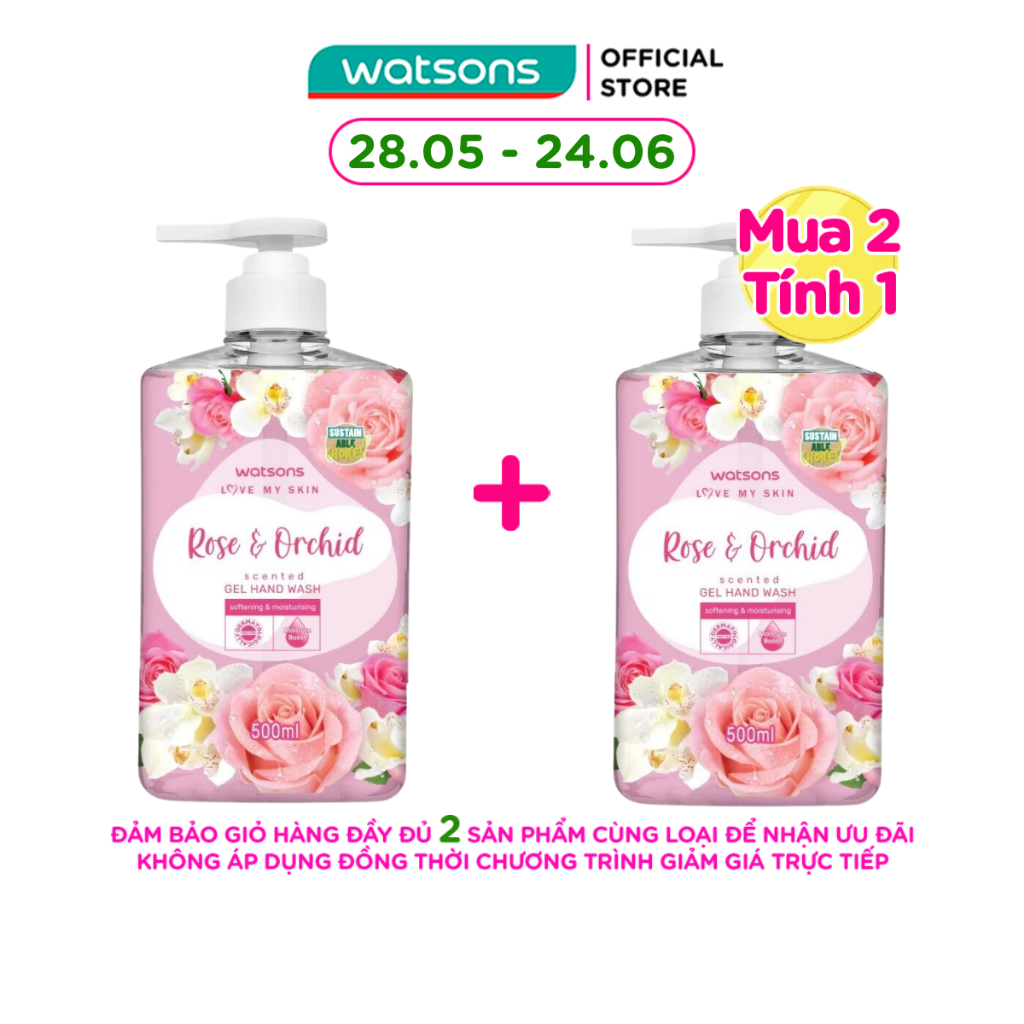 Gel Rửa Tay Watsons Love My Skin Rose Orchid Scented Gel Hand Wash 500ml | BigBuy360 - bigbuy360.vn