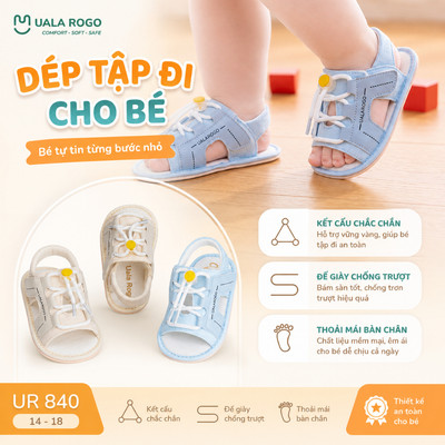 Dép tập đi cho bé Ualarogo sandal đế cao su chống trượt an toàn xăng đan quai dán điều chỉnh UR 840