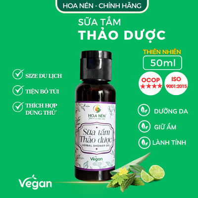 Sữa Tắm Thảo Dược 50ml - Hoa Nén - Vegan - Làm sạch, dưỡng ẩm, size bỏ túi du lịch
