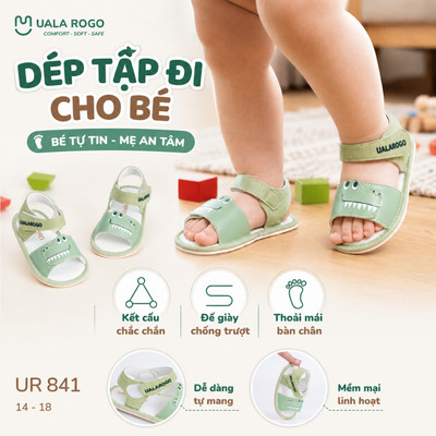 Dép tập đi cho bé Ualarogo sandal đế cao su chống trượt an toàn xăng đan quai dán điều chỉnh UR 841