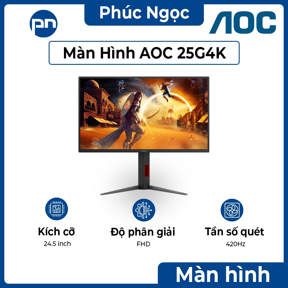 Màn hình AOC 25G4K, màn hình gaming chính hãng, game FPS IPS FHD 24.5 inch 420Hz - Phúc Ngọc