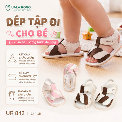 Dép tập đi cho bé Ualarogo sandal đế cao su chống trượt an toàn xăng đan quai dán điều chỉnh UR 842