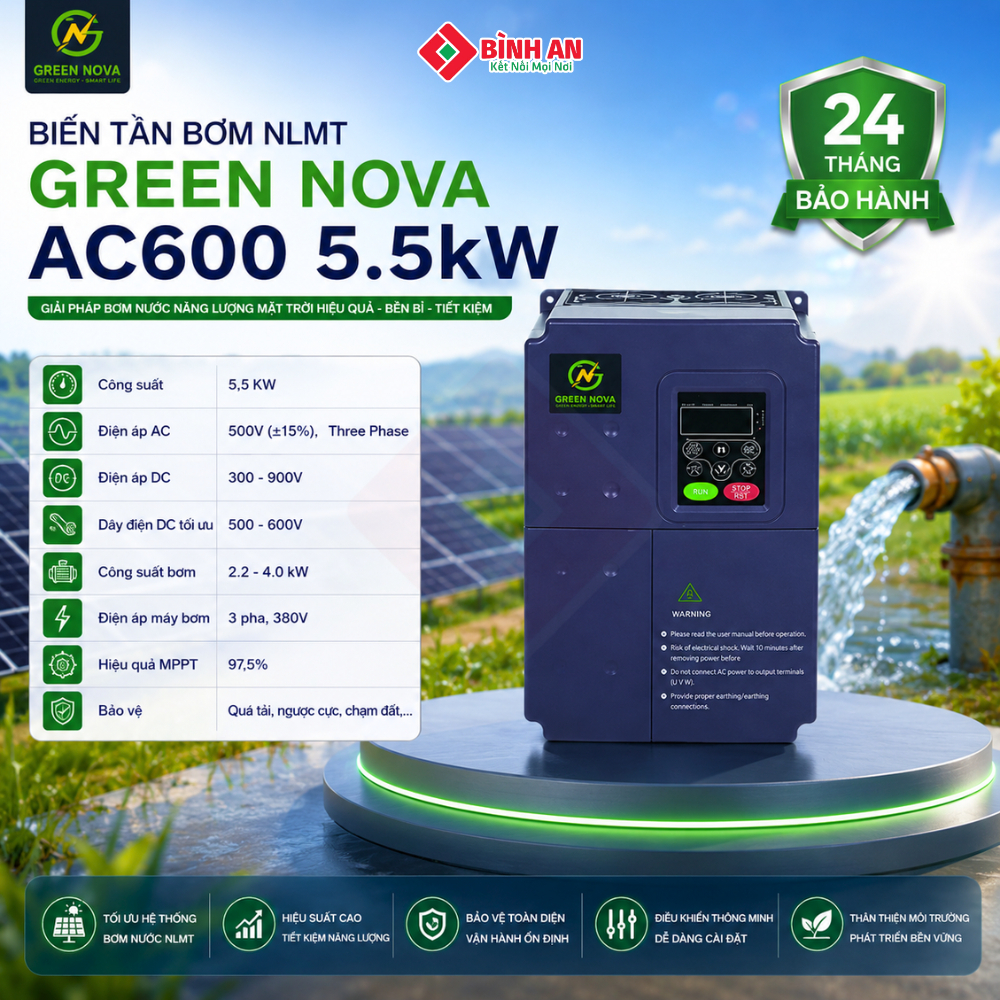 Biến tần bơm NLMT Green Nova AC600 5.5kW