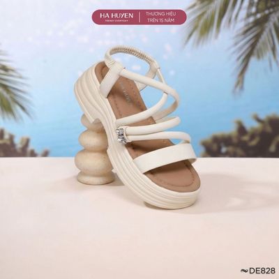 Dép 6cm nữ HÀ HUYỀN, Dép sandal đi biển độn đế 6 phân quai ngang quai hậu - DE828