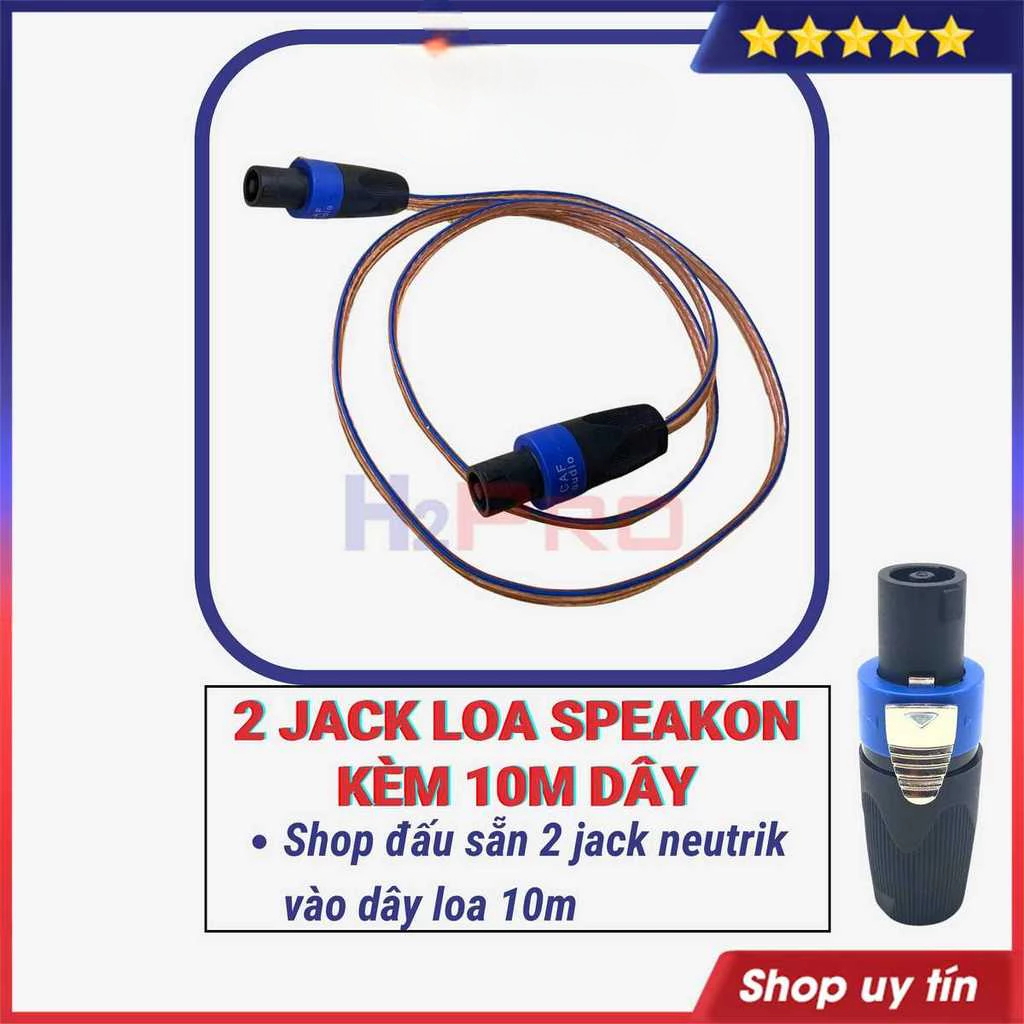 [Top Value] 2 Jack Cắm Loa Speakon Neutrik Kèm 10M Dây Âm Thanh, Giắc Cắm Loa Full, Micro, Cục Đẩy C