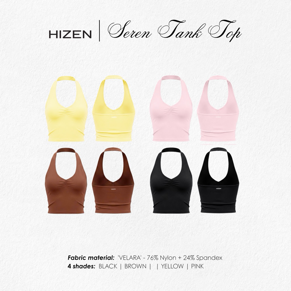 HIZEN | Áo Cổ Yếm Nhún Ngực Tập Gym, Yoga Cao Cấp | SEREN TANK TOP