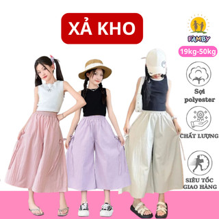 Quần lửng gió bé gái size đại 20-50kg FAMBY thoáng mát đính nơ thời trang xả kho