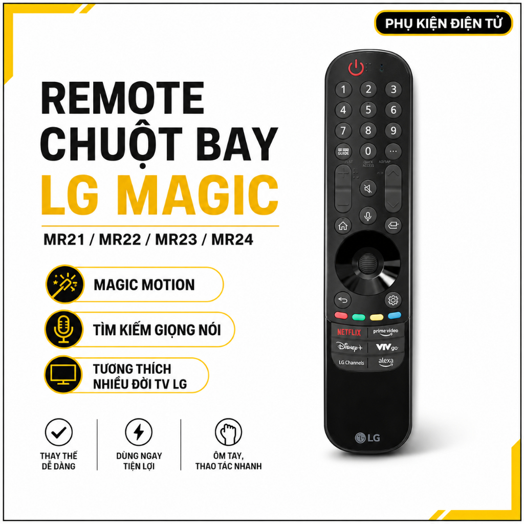 [HÀNG SẴN] Remote LG Magic MR21 MR22 MR23 MR24 - Điều Khiển Chuột Bay Giọng Nói Cho Smart Tivi LG