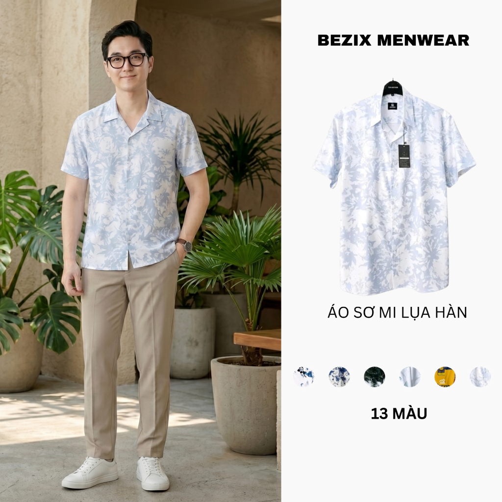 Áo Sơ Mi Basix C1 , Chất Lụa Hàn Mát Mịn, Form Áo Đứng, Kiểu Dáng Thanh Lịch
