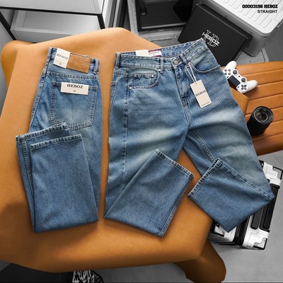 [FORM SUÔNG] Quần jean nam HEBOZ dáng suông D16 chất denim wash màu xanh vừa - 00003196