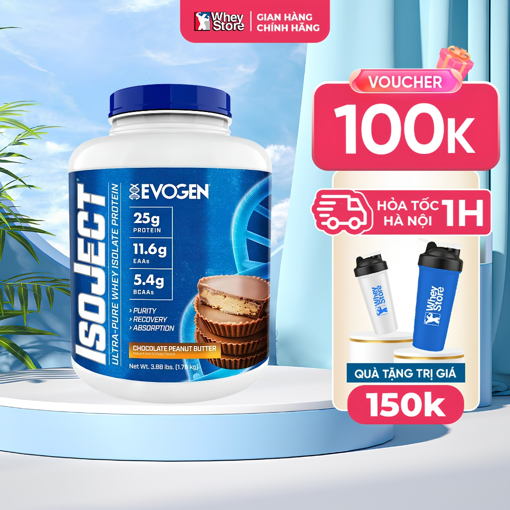 Thực Phẩm Bổ Sung Evogen IsoJect 4lbs, Whey Protein Isolate Cao Cấp, Dễ Hấp Thu, Hũ 1.81kg Chính Hãn