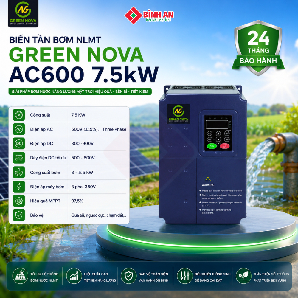 Biến tần bơm NLMT Green Nova AC600 7.5kW