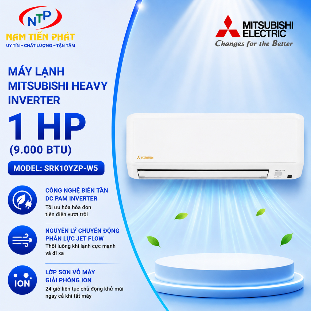 Máy lạnh inverter Mitsubishi Heavy 1Hp SRK10YZP-W5 - Bộ lọc Enzyme, vận hành siêu êm.