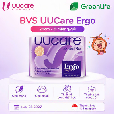 Băng vệ sinh UUcare Ergo ban ngày và đêm 28cm 8 Miếng/gói