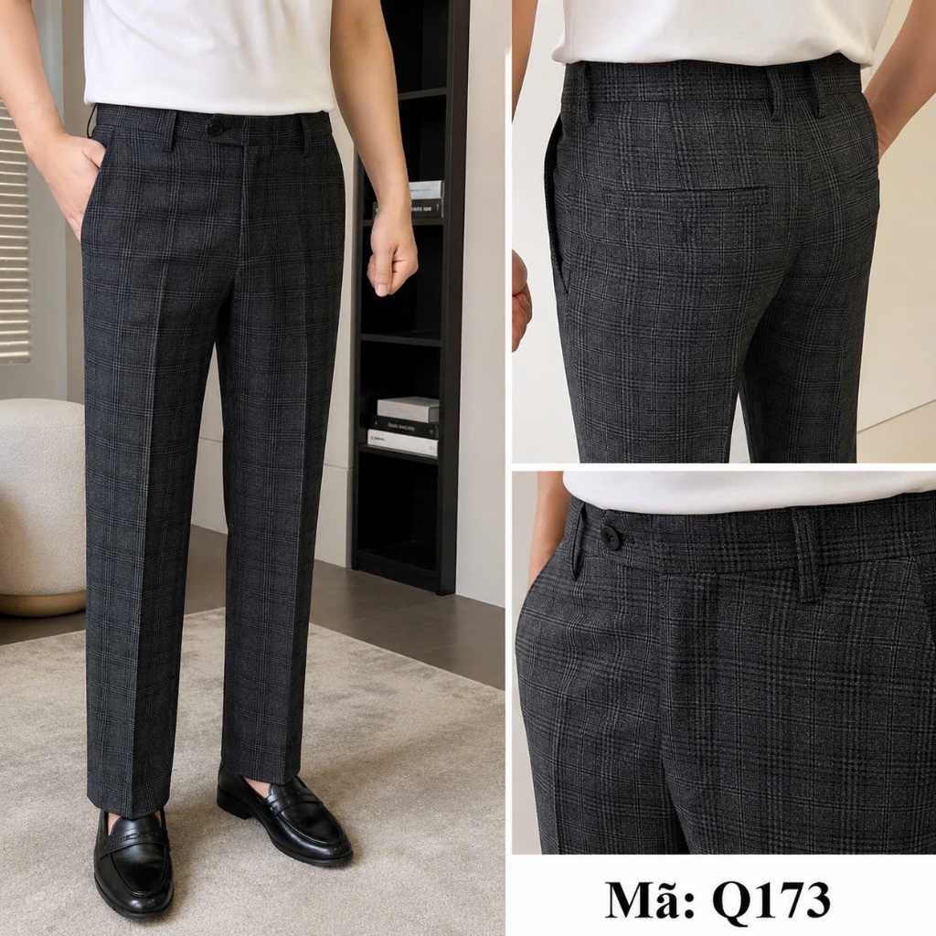 Quần âu nam N1LUXURY kẻ sọc KARO chất vải cotton cao cấp, style hàn quốc, tôn dáng, lịch sự QA009