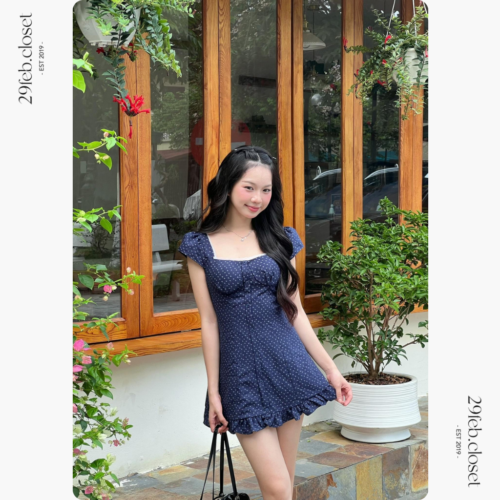 Váy đũi hoa nhí cổ vuông phối ren, Váy đũi hoa nhí xinh xắn dành cho mùa hè - 29feb.closet – V253 | BigBuy360 - bigbuy360.vn
