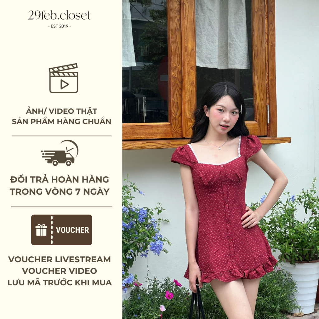 Váy đũi hoa nhí cổ vuông phối ren, Váy đũi hoa nhí xinh xắn dành cho mùa hè - 29feb.closet – V253 | BigBuy360 - bigbuy360.vn