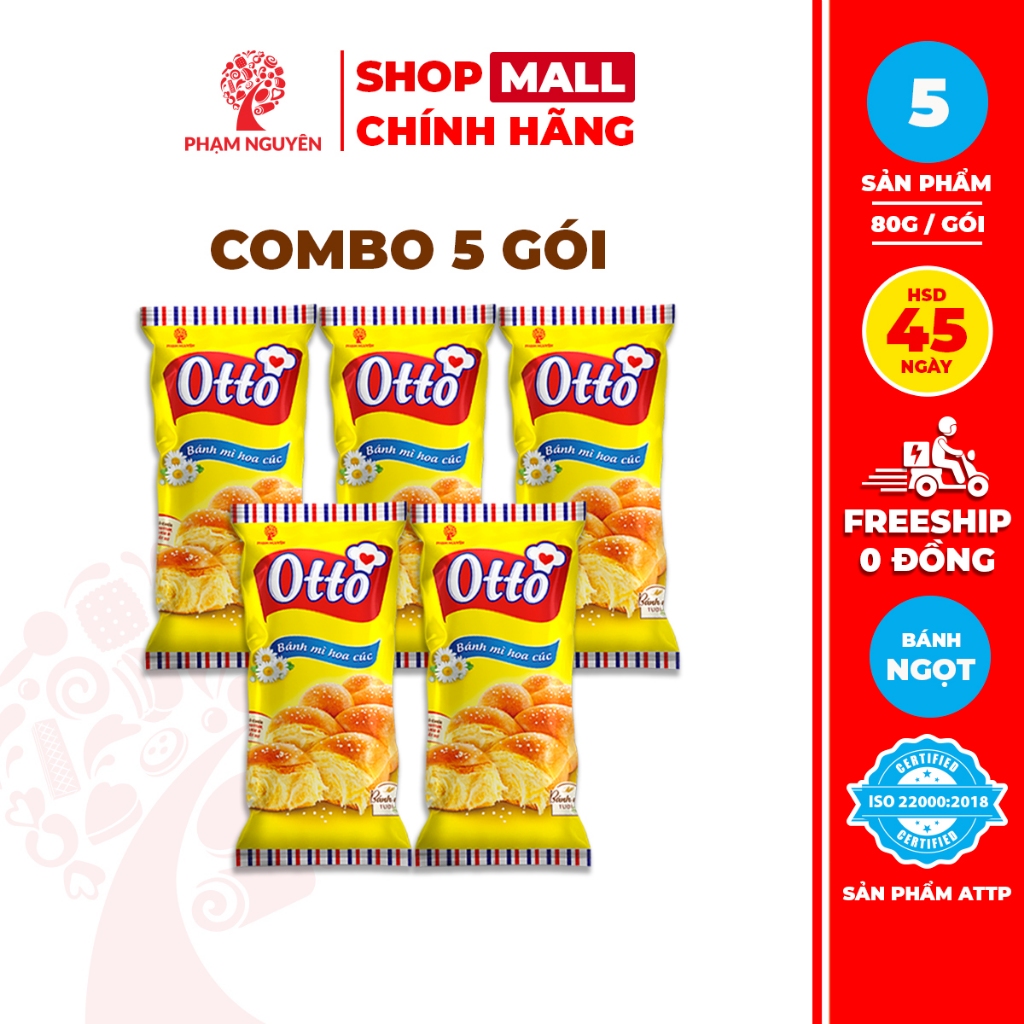 Combo 5 Gói Bánh mì Hoa Cúc Mini Otto Phạm Nguyên - Otto Mini Brioche Tressée 80g
