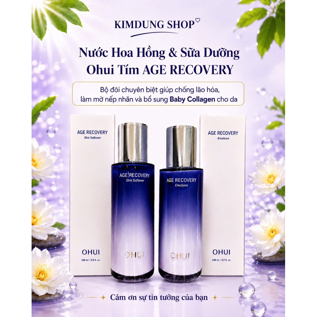 [CÔNG TY] Nước Hoa Hồng Ohui Tím Và Sữa Dưỡng Ohui Tím Chống Lão Hoá - Mờ Nếp Nhăn