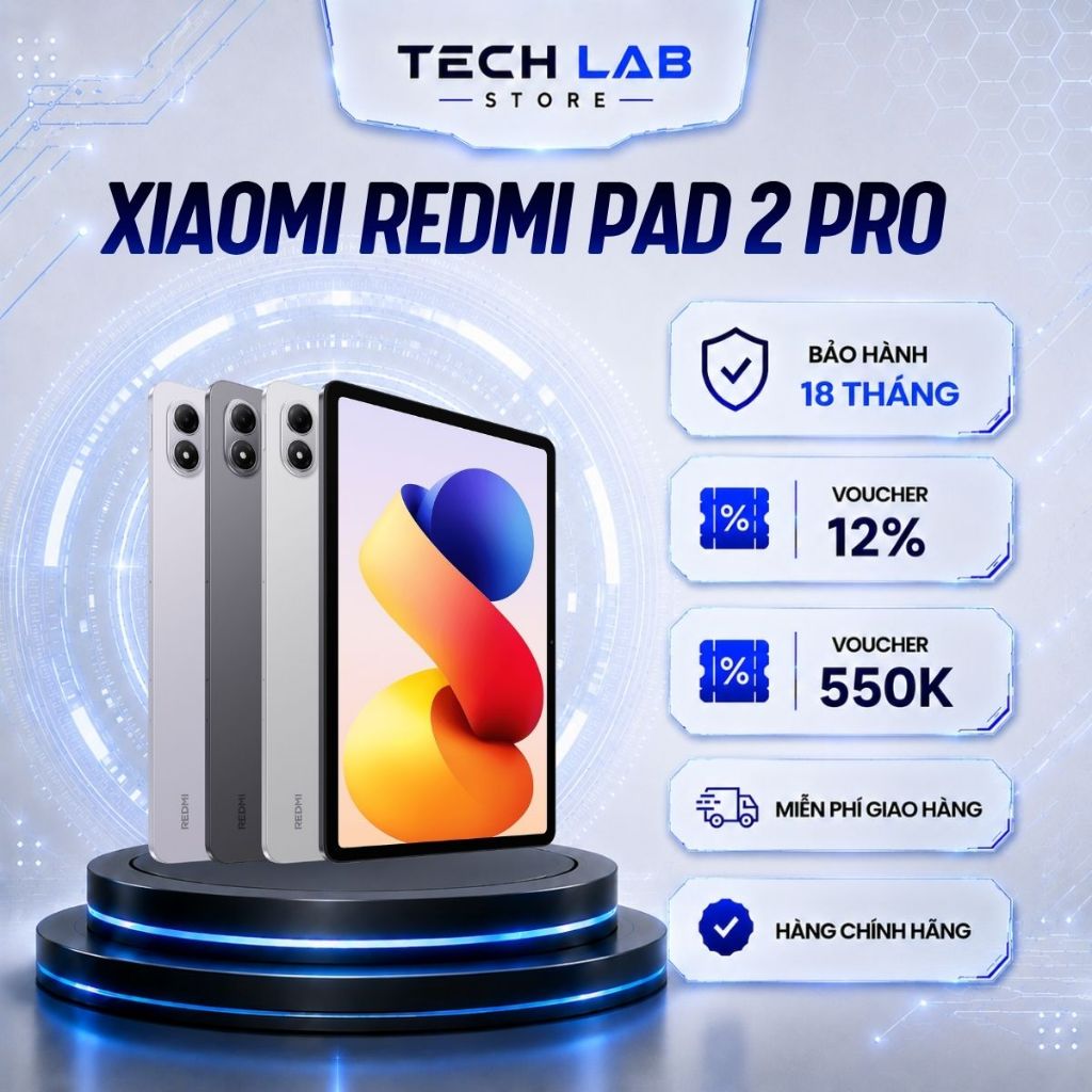 Máy tính bảng XIAOMI Redmi Pad 2 Pro Wifi Chip Snapdragon® 7s Gen 4 - Bảo hành 18 Tháng