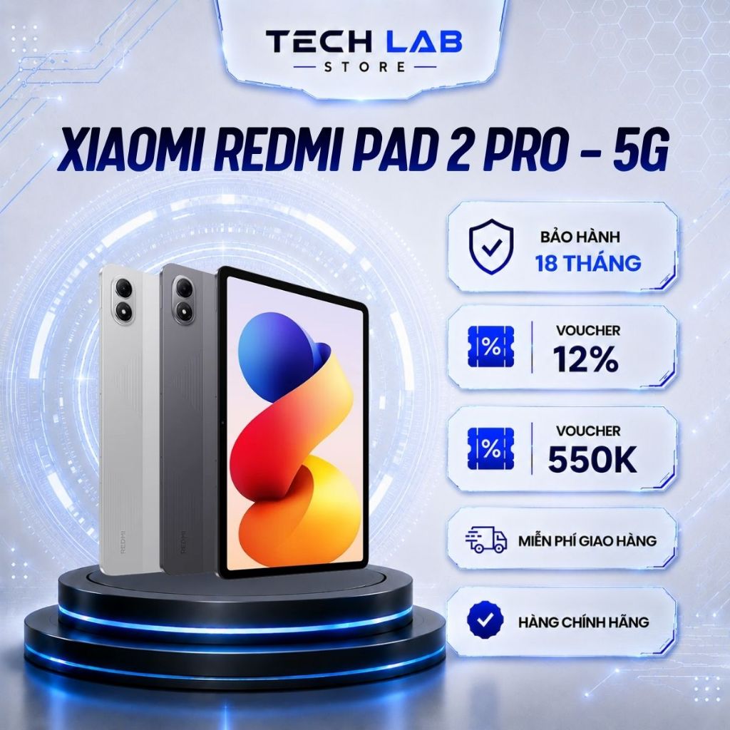 Máy tính bảng XIAOMI Redmi Pad 2 Pro 5G RAM 6GB ROM 128GB Chip Snapdragon® 7s Gen 4 - BH 18 Tháng