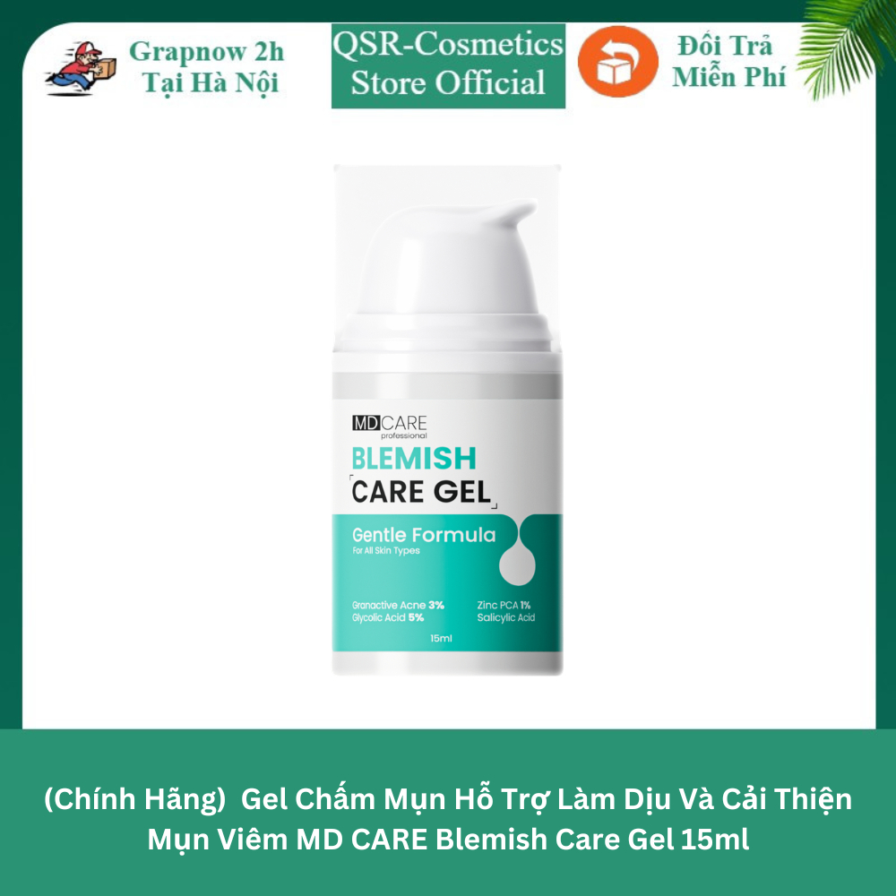 (Chính Hãng)  Gel Chấm Mụn Hỗ Trợ Làm Dịu Và Cải Thiện Mụn Viêm MD CARE Blemish Care Gel 15ml