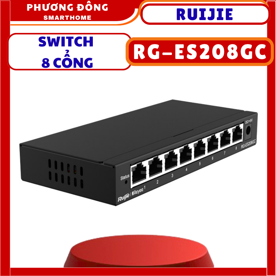 SWITCH 8 CỔNG RUIJIE RG-ES208GC - NHẬN DIỆN KẾT NỐI CAMERA, TỐC ĐỘ ỔN ĐỊNH, KIỂM SOÁT BĂNG THÔNG