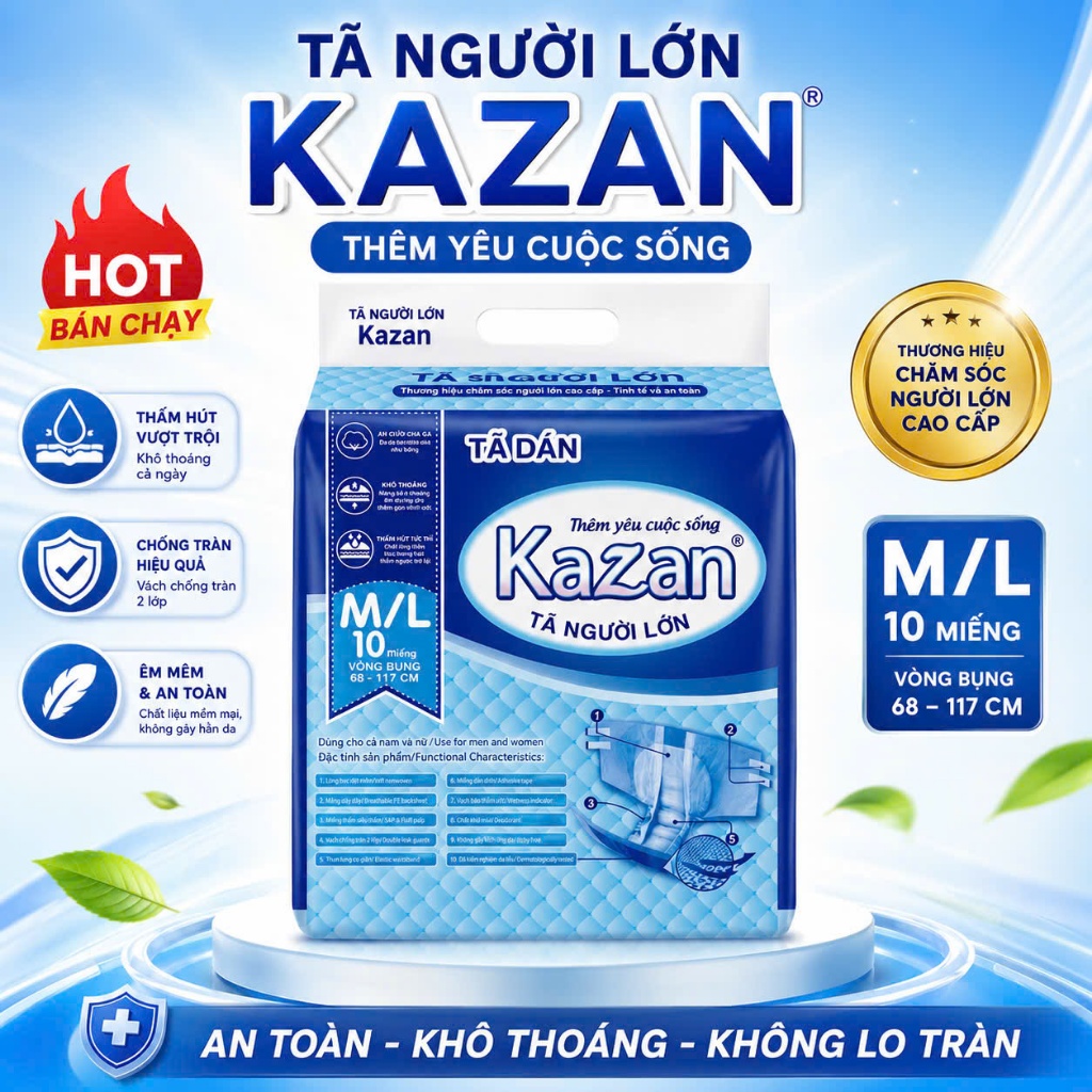 ( GÓI 10 CHIẾC ) Bỉm cho mẹ sau sinh KAZAN bỉm dán người lớn người già Kazan