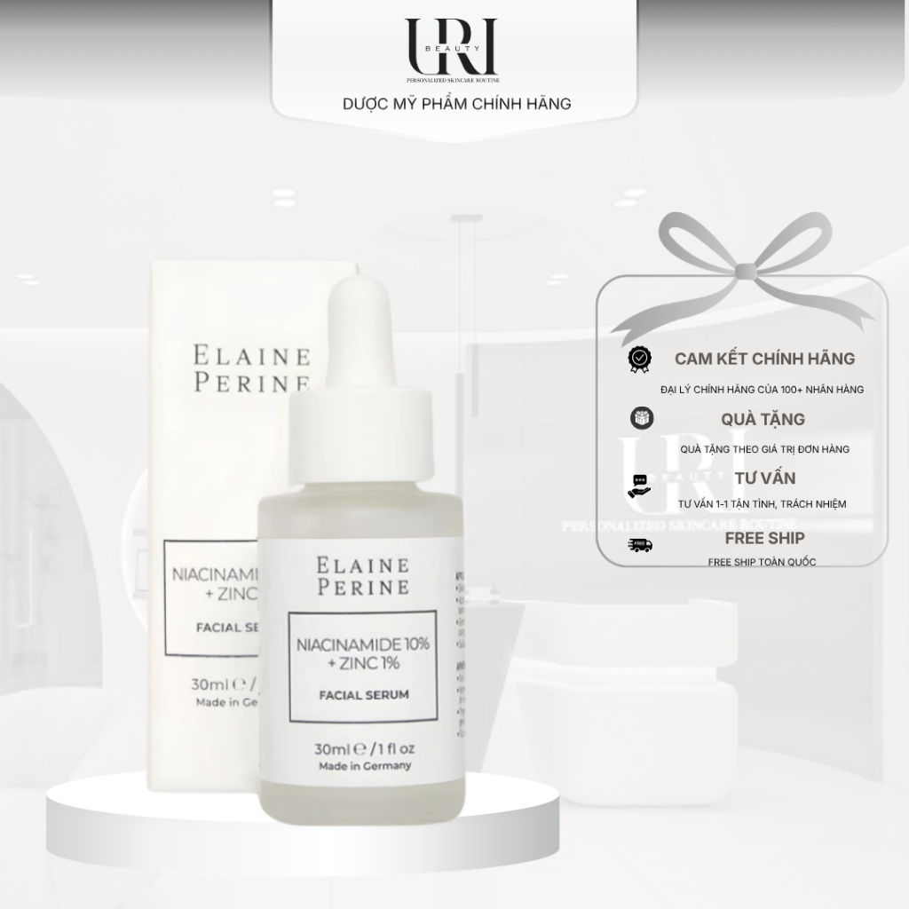 [Công Ty] ELAINE PERINE Niacinamide 10% + Zinc 1% Facial Serum – Serum Kiểm Soát Dầu 30ml