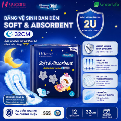 (quà tặng ko bán) BVS UUcare Young Girl ban đêm 32cm 12 miếng
