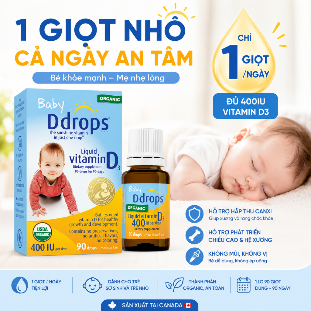 Vitamin D3 Baby Ddrops thuần Organic