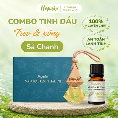 Set Tinh Dầu Sả Chanh Treo Xe Ô Tô Hút Mùi Thư Giãn Nguyên Liệu Tự Nhiên Hapaku