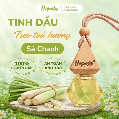 Tinh Dầu Sả Chanh Treo Xe Ô Tô Nguyên Chất Hapaku 7ml, Treo Phòng Ngủ, Tủ Quần Áo Giúp Khử Mùi, Thư Giãn