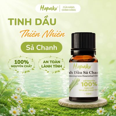 Tinh Dầu Sả Chanh Tự Nhiên Nguyên Chất 10ml Hapaku, Xông Thơm Phòng, Khử Mùi, Dưỡng Tóc, Chăm Sóc Da