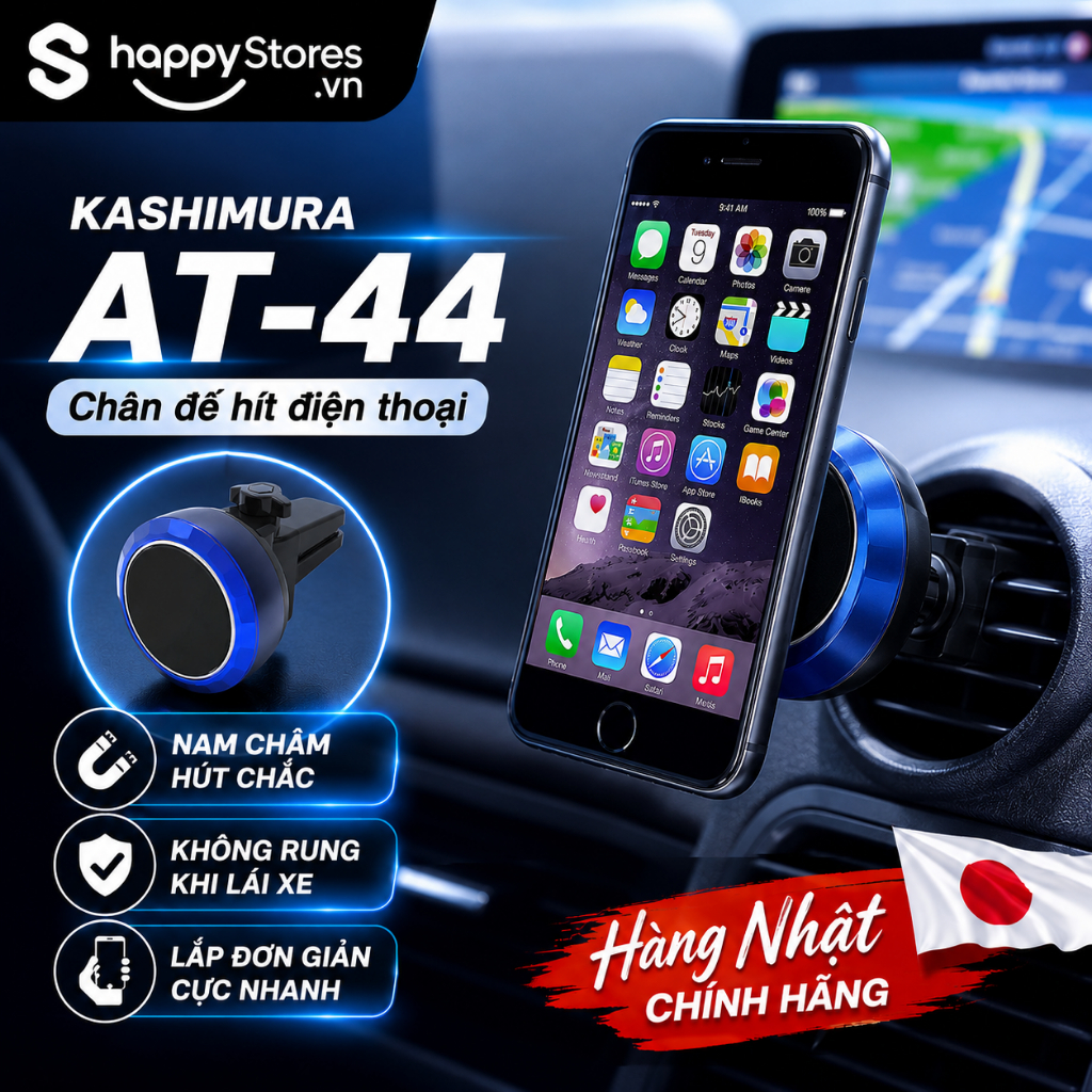 Chân đế hít điện thoại dùng xe hơi KASHIMURA AT-44 - Thương hiệu Nhật Bản